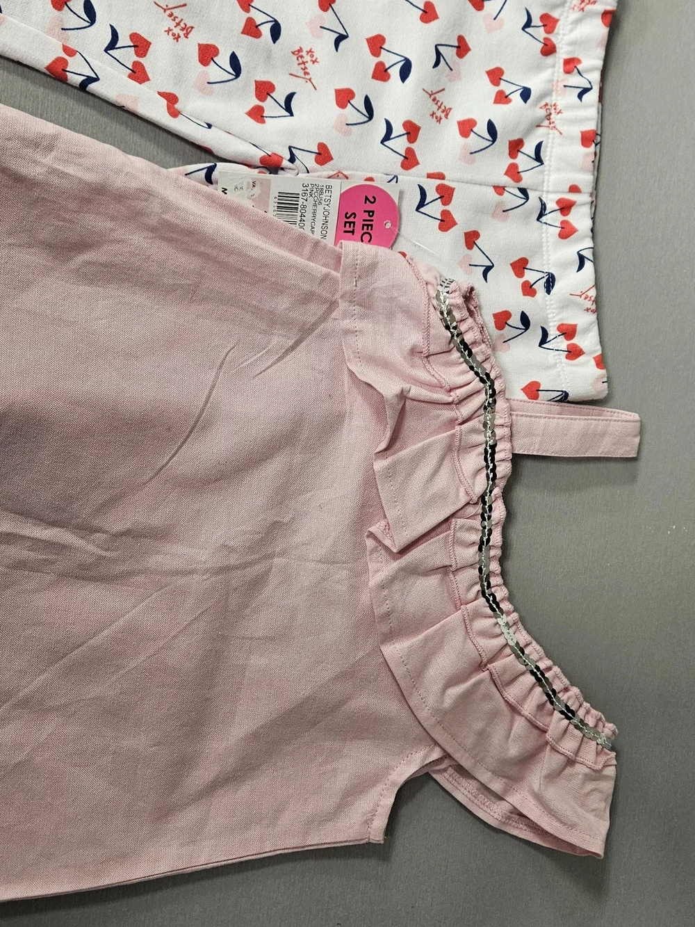 Betsey Johnson Soft Pink Ruffle Set Of Two. Summer Girl , Top And Pants.